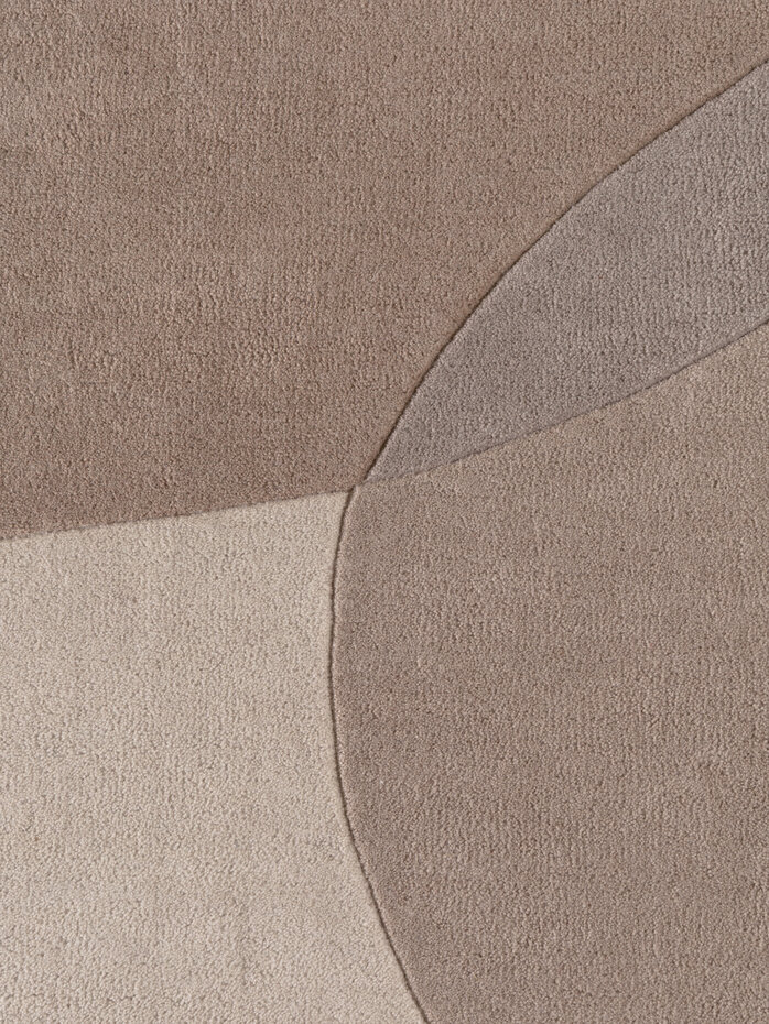 Rond abstract wollen vloerkleed - Ovia Creme/Beige