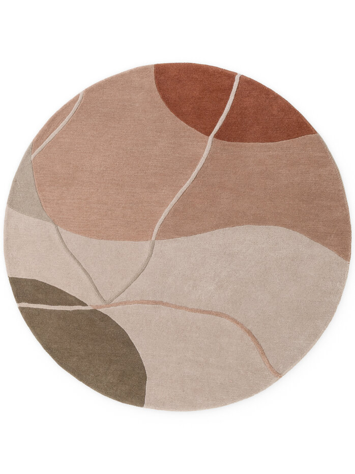 Rond abstract wollen vloerkleed - Arteo Creme/Kleurrijk