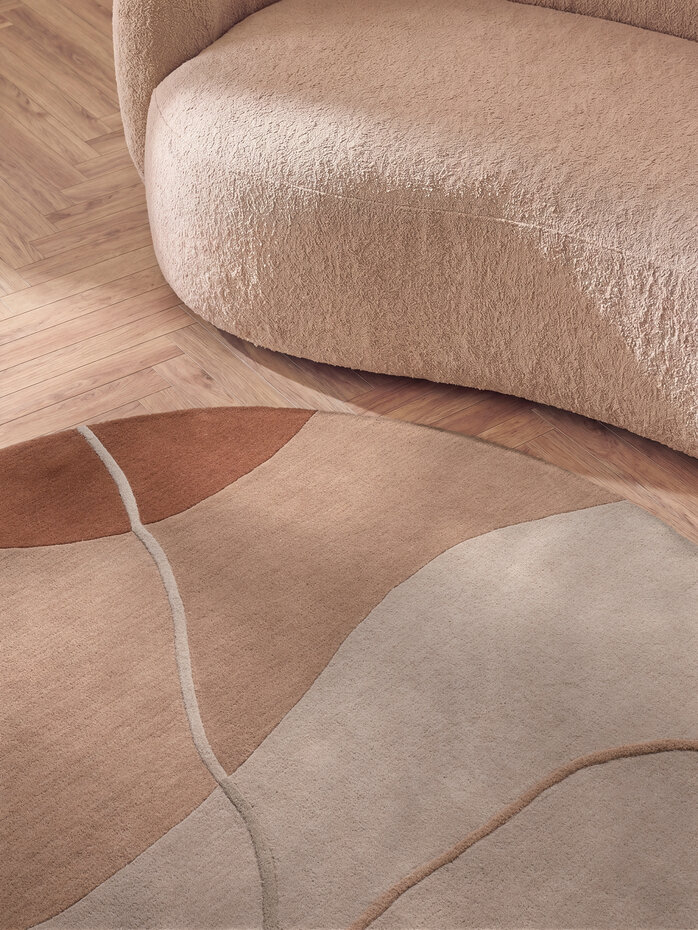 Rond abstract wollen vloerkleed - Arteo Creme/Kleurrijk