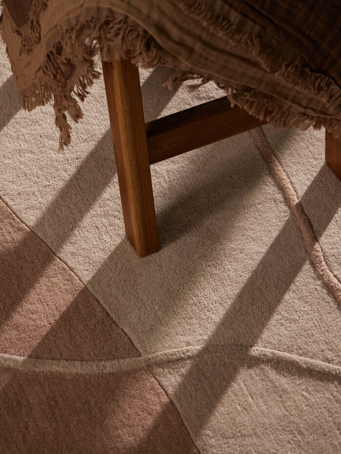 Rond abstract wollen vloerkleed - Arteo Creme/Kleurrijk