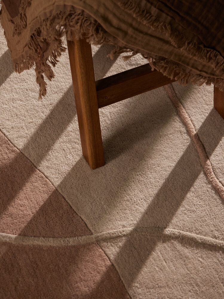 Rond abstract wollen vloerkleed - Arteo Creme/Kleurrijk