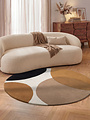 Rond abstract wollen vloerkleed - Ruvia Creme/Bruin