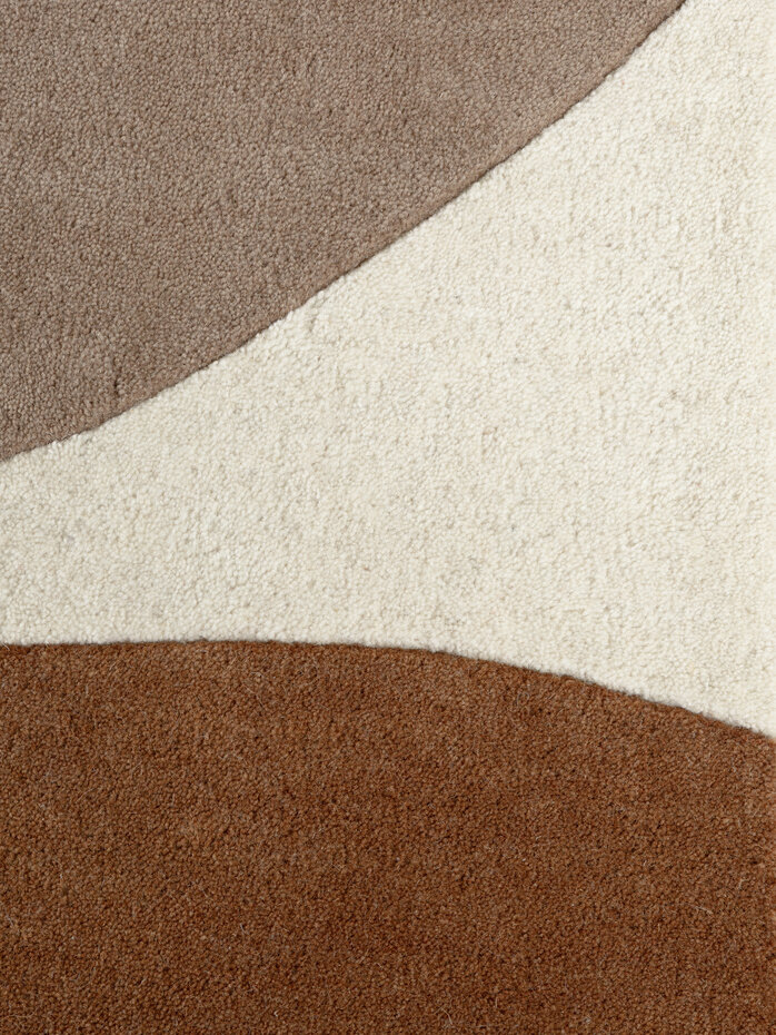 Rond abstract wollen vloerkleed - Ruvia Creme/Bruin