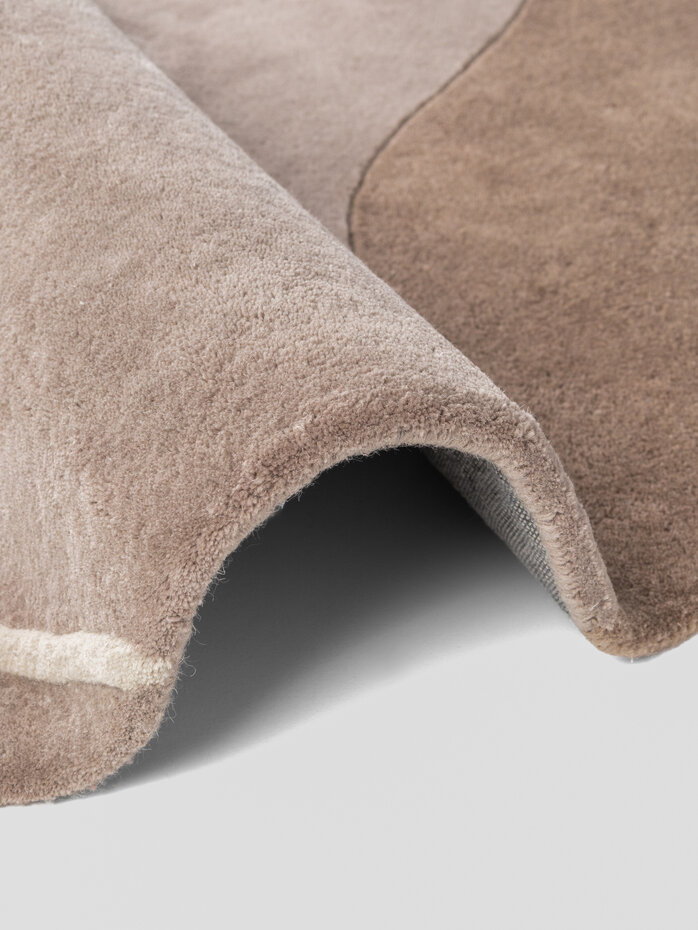 Rond abstract wollen vloerkleed - Virelle Creme/Beige Rond abstract wollen vloerkleed - Virelle Creme/Beige