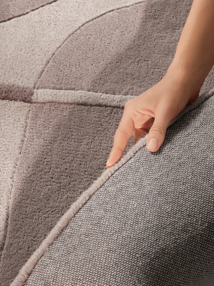 Rond abstract wollen vloerkleed - Virelle Creme/Beige Rond abstract wollen vloerkleed - Virelle Creme/Beige