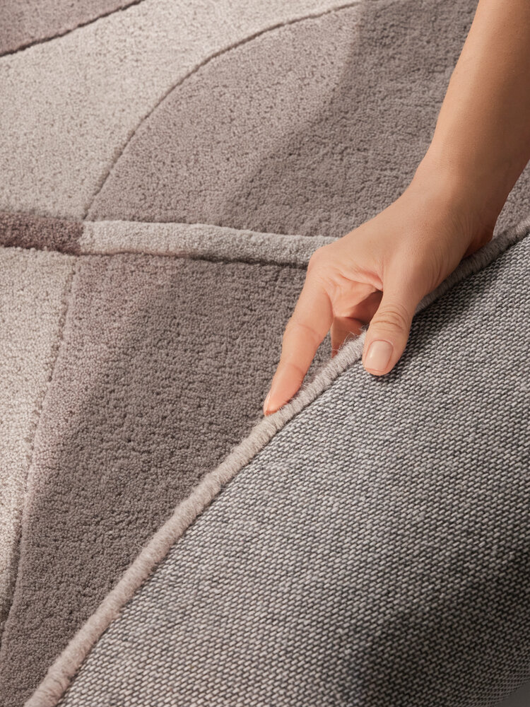 Rond abstract wollen vloerkleed - Virelle Creme/Beige Rond abstract wollen vloerkleed - Virelle Creme/Beige