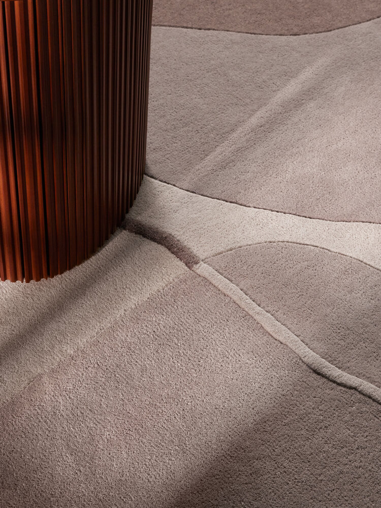 Rond abstract wollen vloerkleed - Virelle Creme/Beige Rond abstract wollen vloerkleed - Virelle Creme/Beige