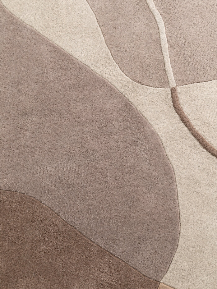 Rond abstract wollen vloerkleed - Virelle Creme/Beige Rond abstract wollen vloerkleed - Virelle Creme/Beige