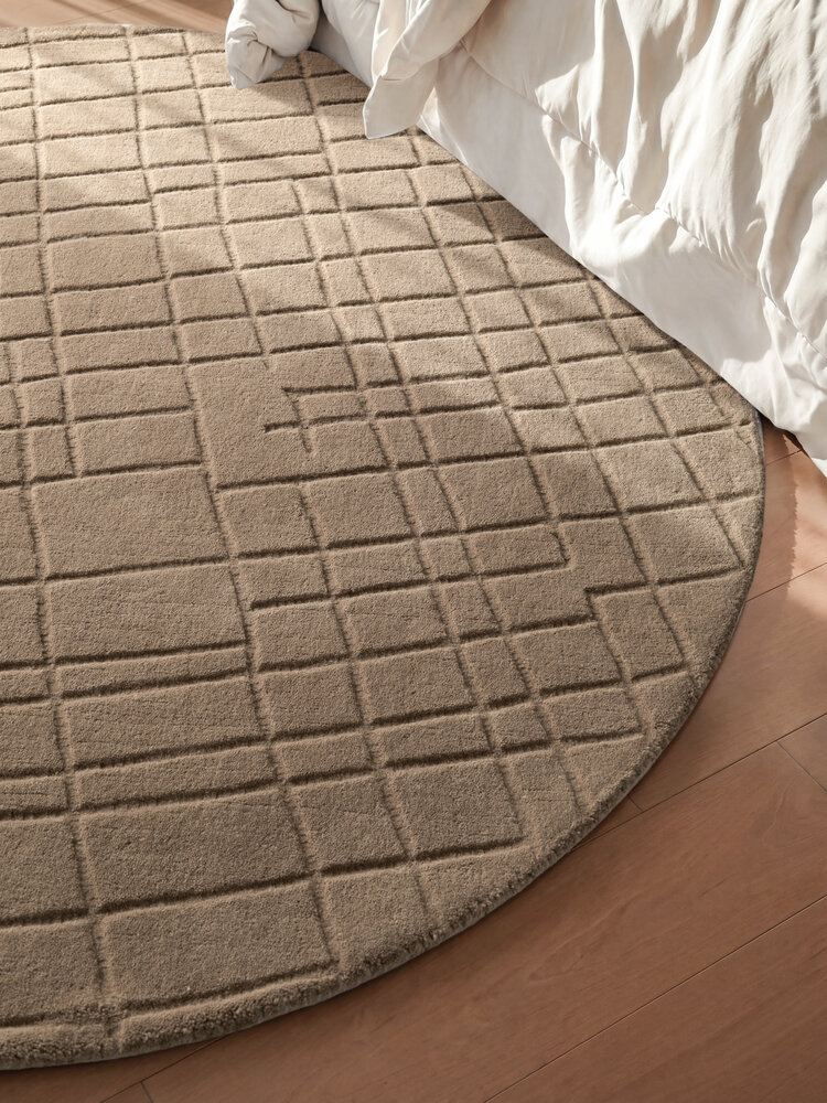 Rond wollen vloerkleed - Kenso Bruin Rond wollen vloerkleed - Kenso Bruin