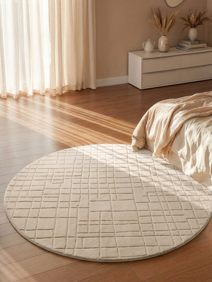 Rond wollen vloerkleed - Kenso Beige