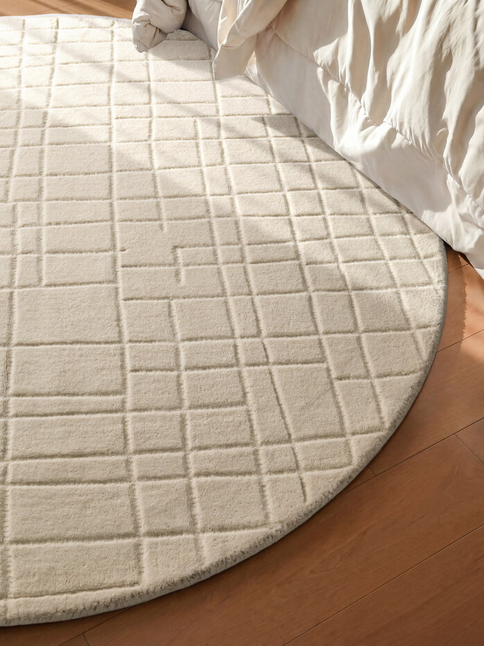 Rond wollen vloerkleed - Kenso Creme