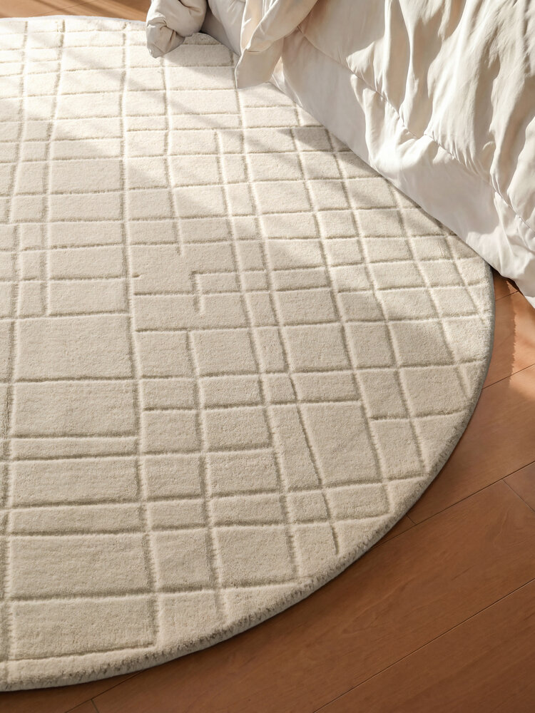 Rond wollen vloerkleed - Kenso Creme