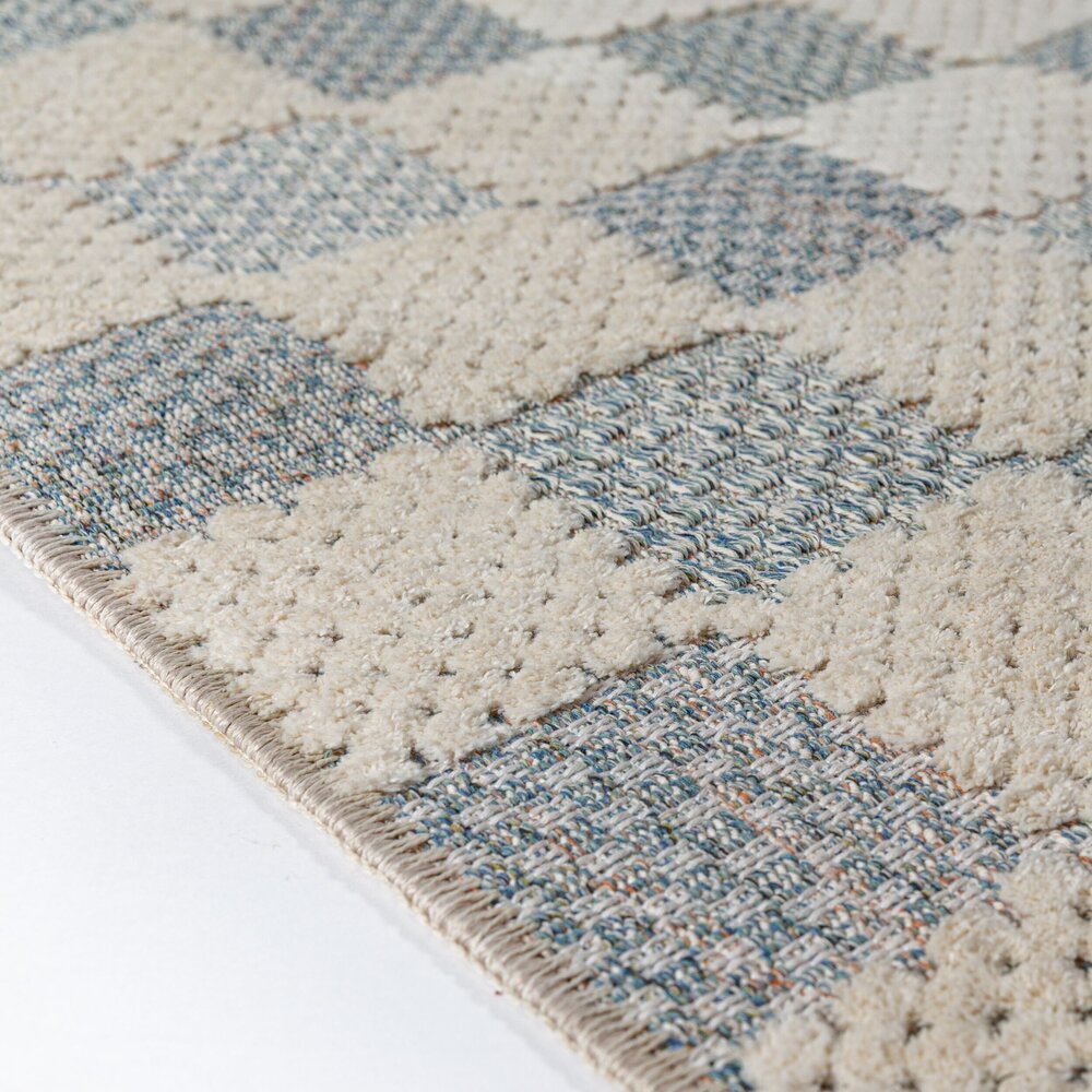 Wasbaar vloerkleed - Muted Checkerboard Blauw