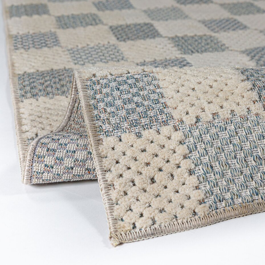 Wasbaar vloerkleed - Muted Checkerboard Blauw