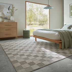 Wasbaar vloerkleed - Muted Checkerboard Groen Wasbaar vloerkleed - Muted Checkerboard Groen