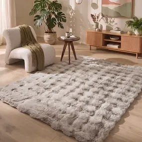 Hoogpolig fluffy vloerkleed - Cloudy Bolletjes Beige