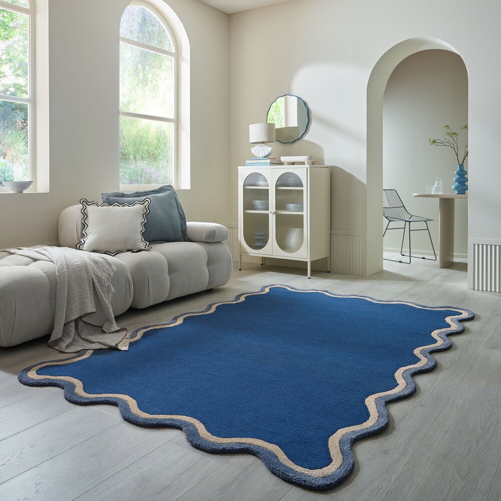Organisch wollen vloerkleed - Rivo Blauw Organisch wollen vloerkleed - Rivo Blauw