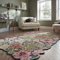 Organisch wollen vloerkleed - Daphne Floral Petrol/Kleurrijk