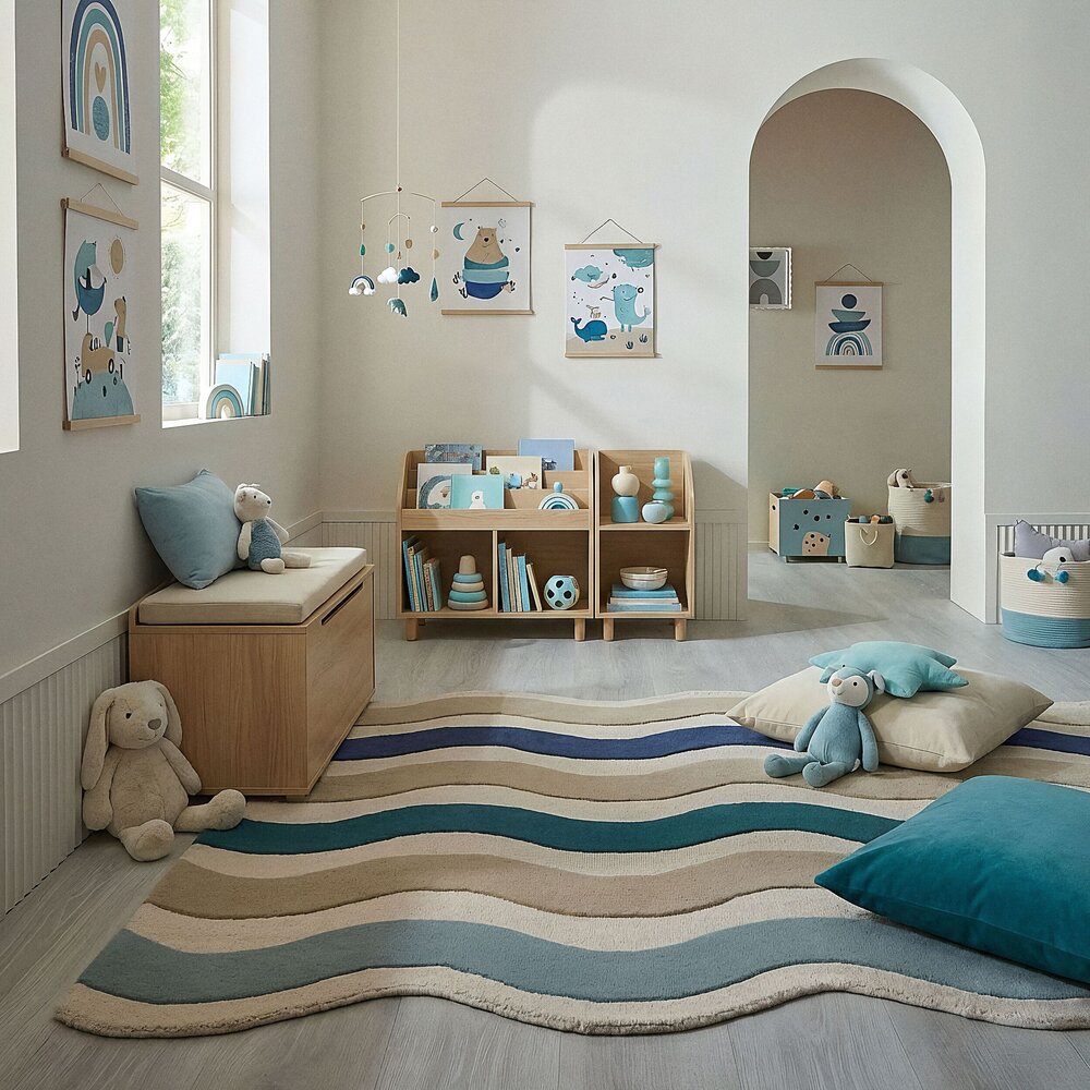 Wollen vloerkleed - Cascade Blauw Wollen vloerkleed - Cascade Blauw