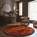 Rond modern wollen vloerkleed - Gigi Terracotta