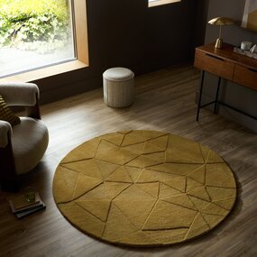 Rond wollen vloerkleed - Shard Geo Goud Rond wollen vloerkleed - Shard Geo Goud