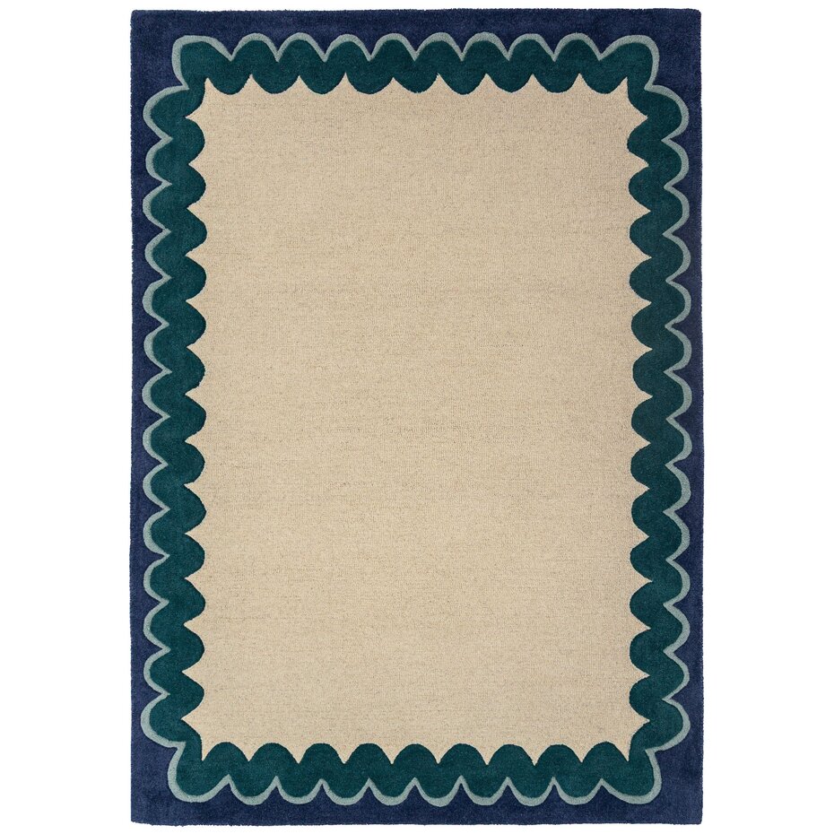 Wollen vloerkleed - Wiggle Blauw Wollen vloerkleed - Wiggle Blauw