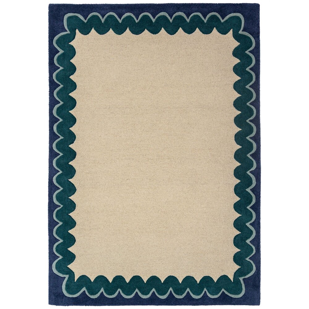 Wollen vloerkleed - Wiggle Blauw Wollen vloerkleed - Wiggle Blauw