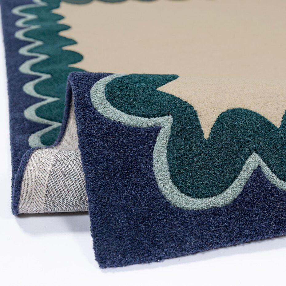 Wollen vloerkleed - Wiggle Blauw Wollen vloerkleed - Wiggle Blauw