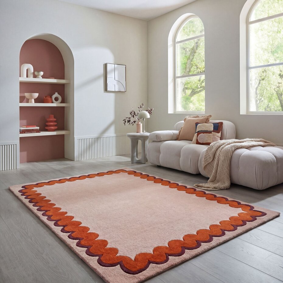 Wollen vloerkleed - Wiggle Oranje Wollen vloerkleed - Wiggle Oranje