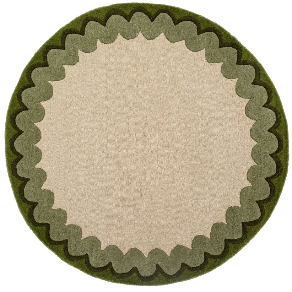 Rond wollen vloerkleed - Wiggle Olijfgroen Rond wollen vloerkleed - Wiggle Olijfgroen