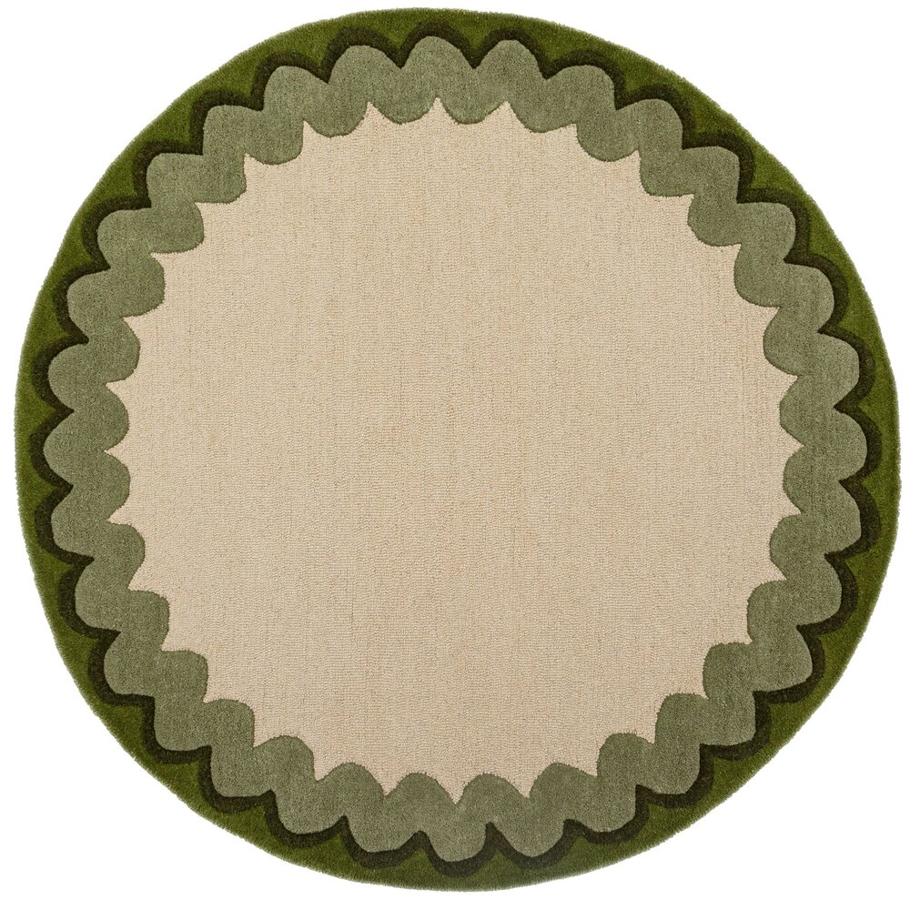 Rond wollen vloerkleed - Wiggle Olijfgroen Rond wollen vloerkleed - Wiggle Olijfgroen