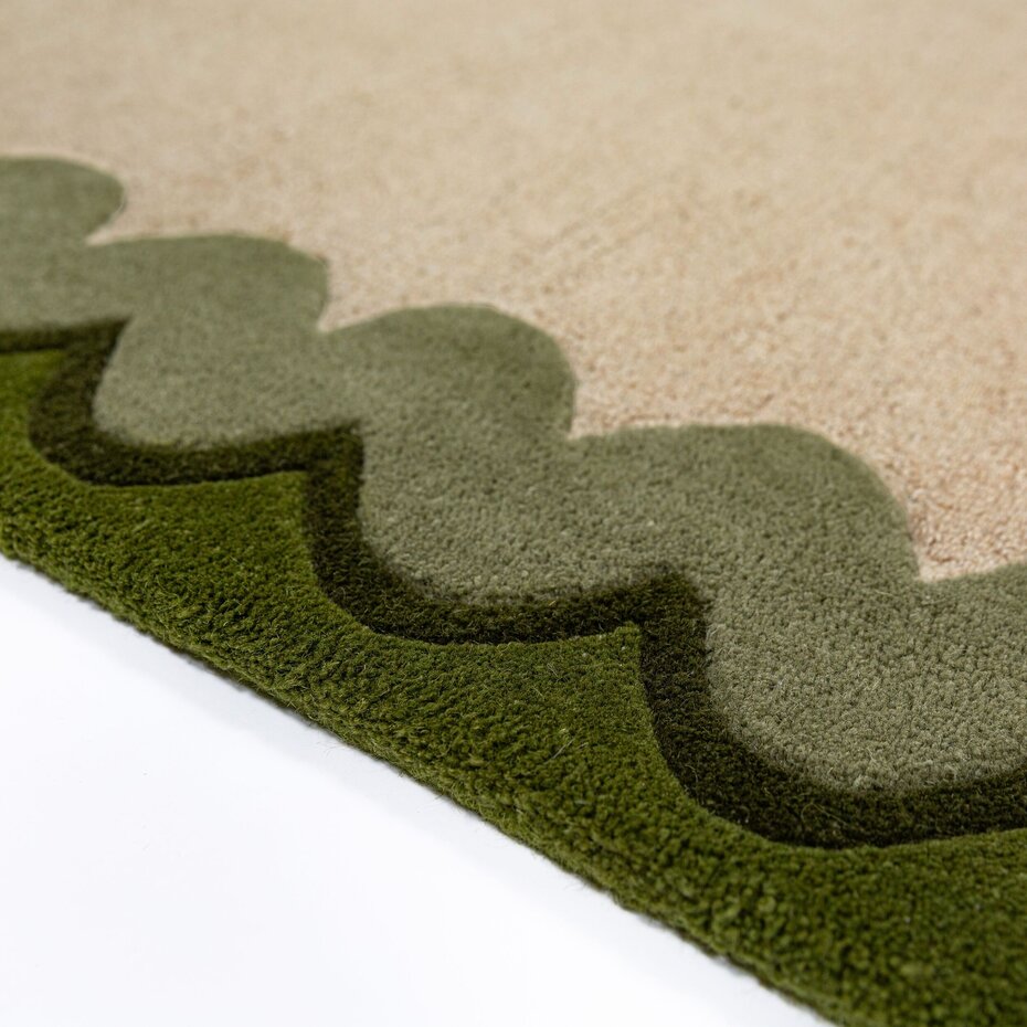 Rond wollen vloerkleed - Wiggle Olijfgroen Rond wollen vloerkleed - Wiggle Olijfgroen
