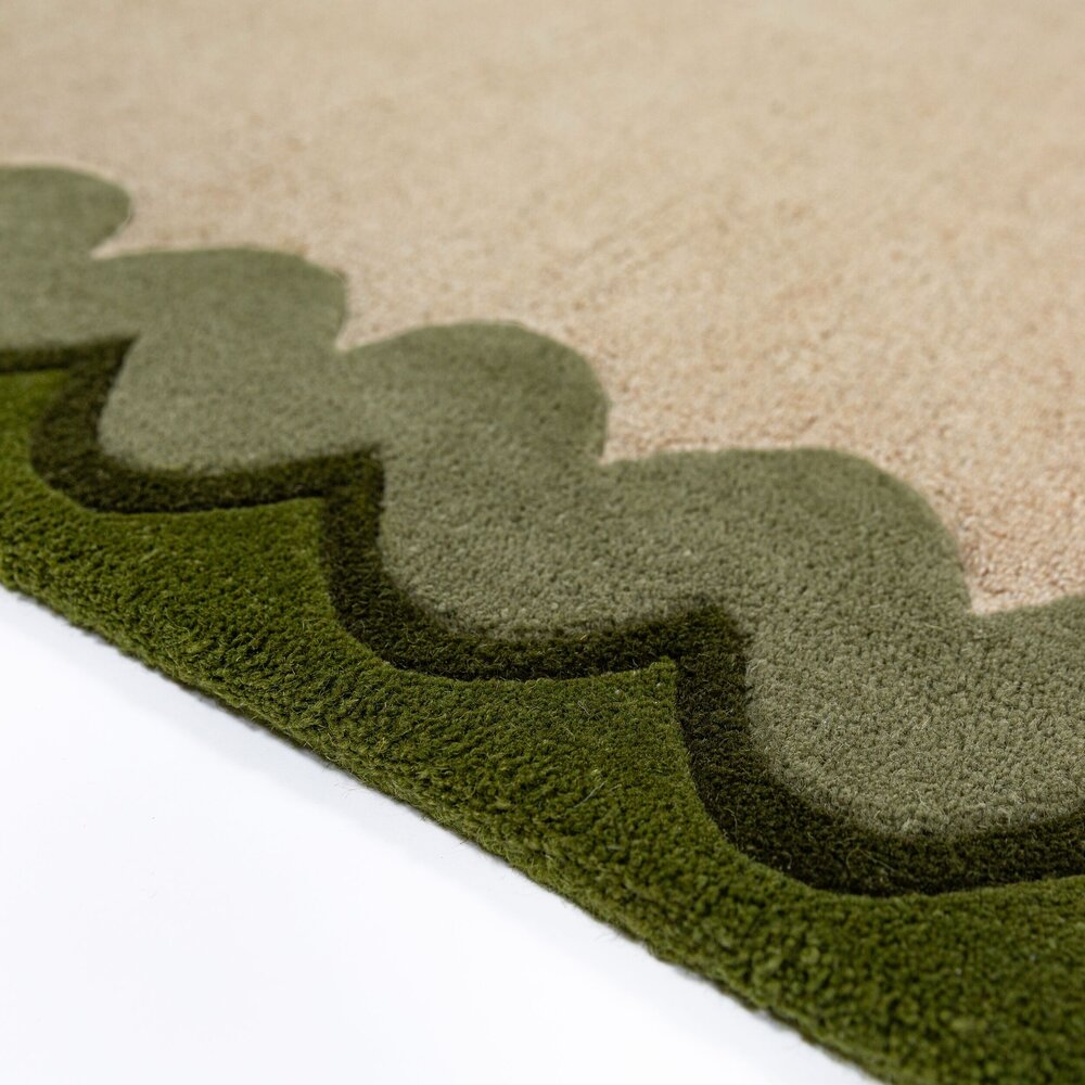 Rond wollen vloerkleed - Wiggle Olijfgroen Rond wollen vloerkleed - Wiggle Olijfgroen