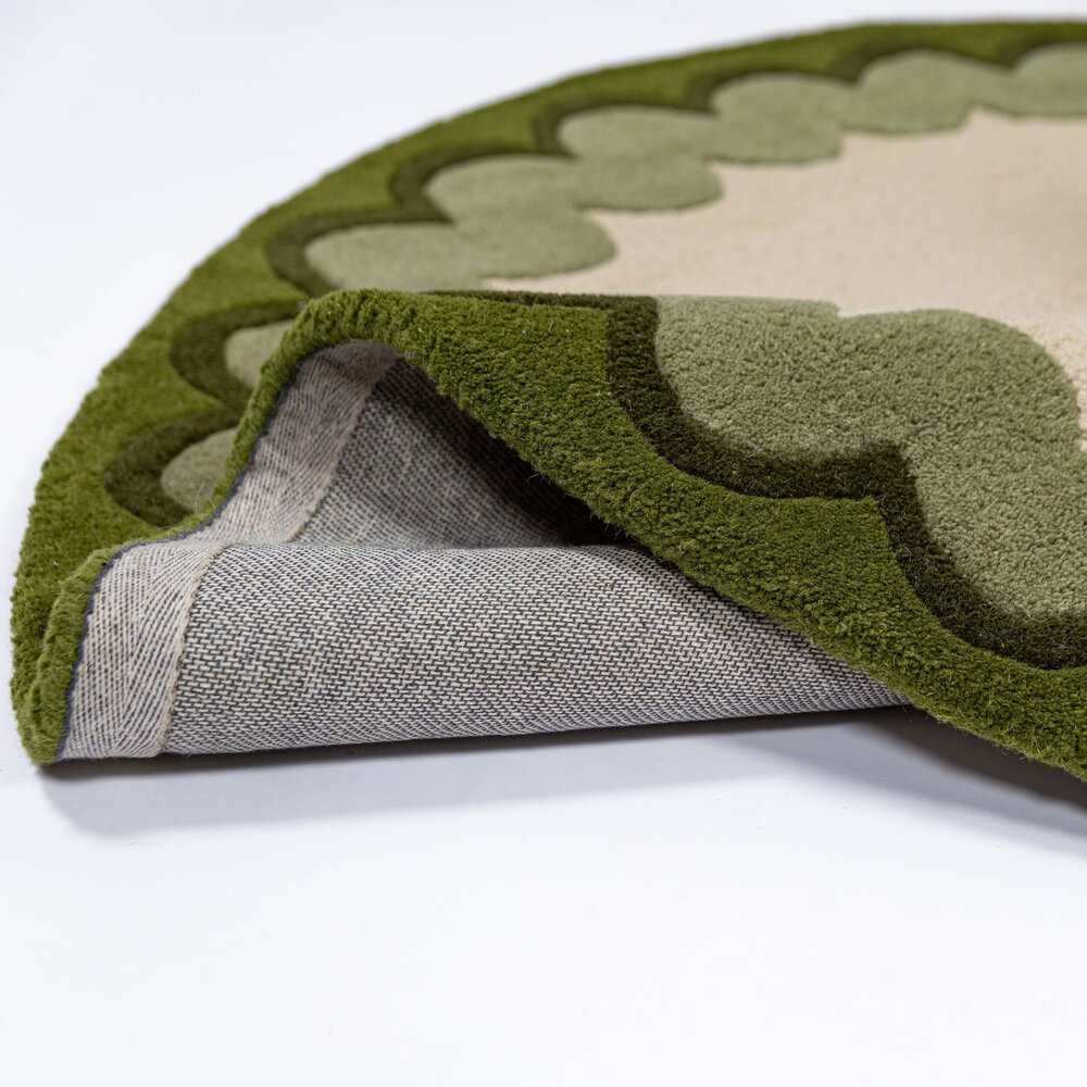 Rond wollen vloerkleed - Wiggle Olijfgroen Rond wollen vloerkleed - Wiggle Olijfgroen