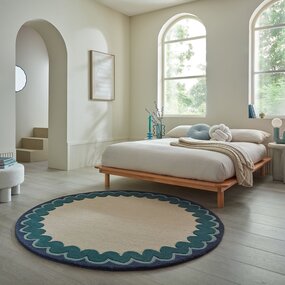 Rond wollen vloerkleed - Wiggle Blauw