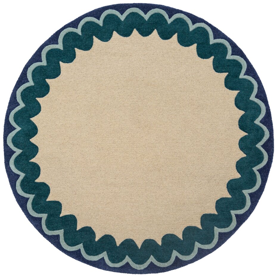 Rond wollen vloerkleed - Wiggle Blauw