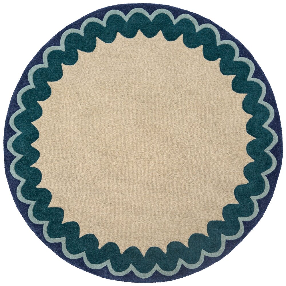 Rond wollen vloerkleed - Wiggle Blauw