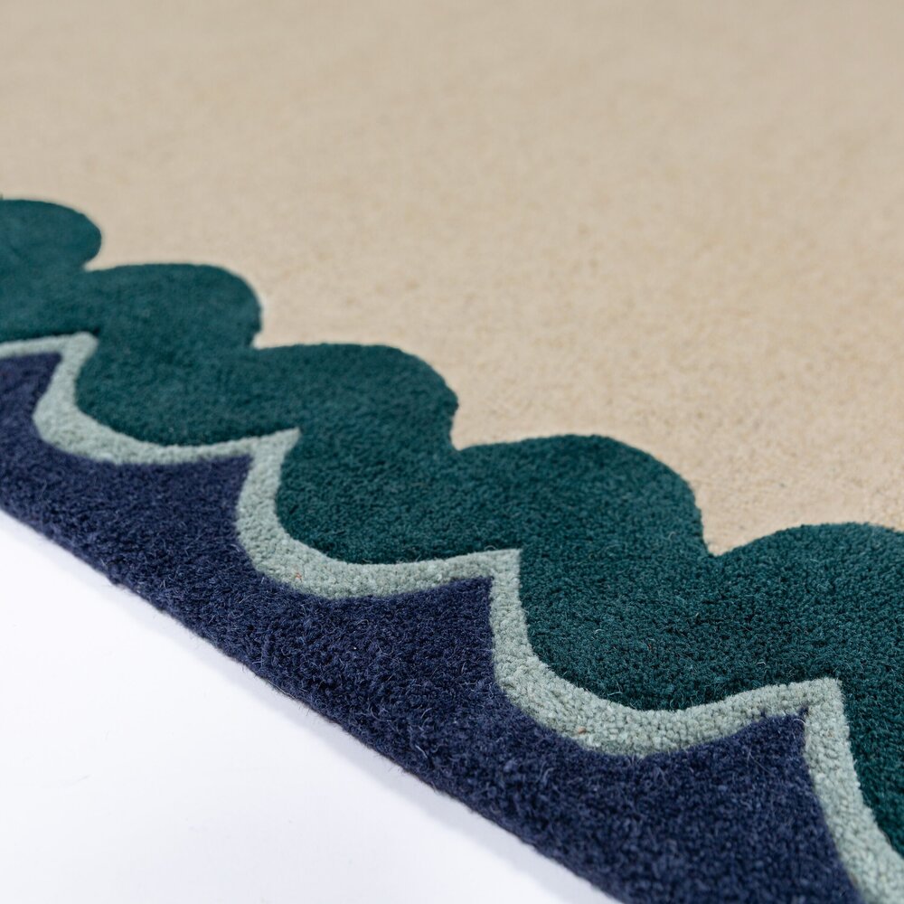 Rond wollen vloerkleed - Wiggle Blauw
