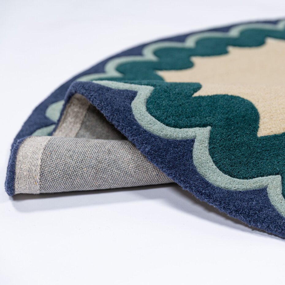 Rond wollen vloerkleed - Wiggle Blauw