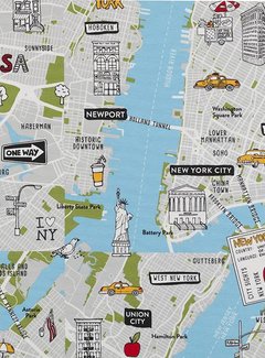 Decostoffen New York plattegrond ottoman