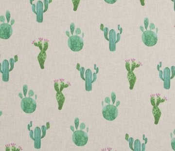 Decostoffen Cactus print linnenlook
