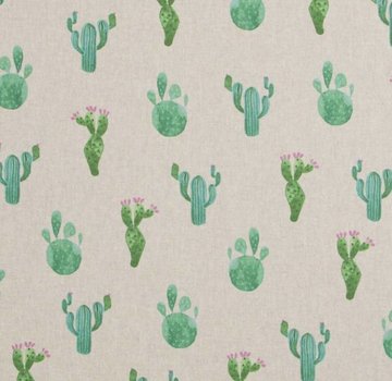 Decostoffen Cactus print linnenlook