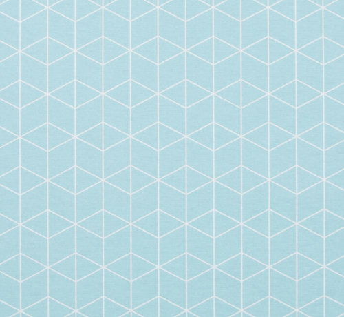 Decostoffen Geometrisch blauw pastel ottoman stof