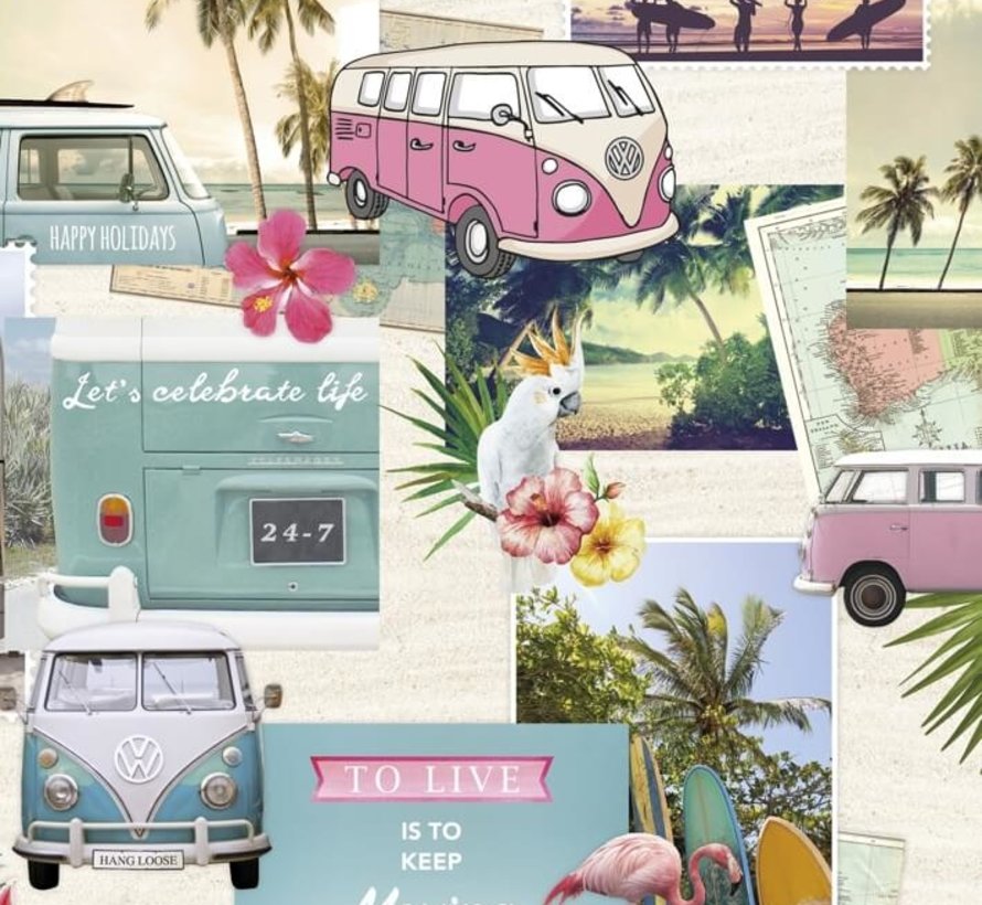 Volkswagen busjes digitale print stof