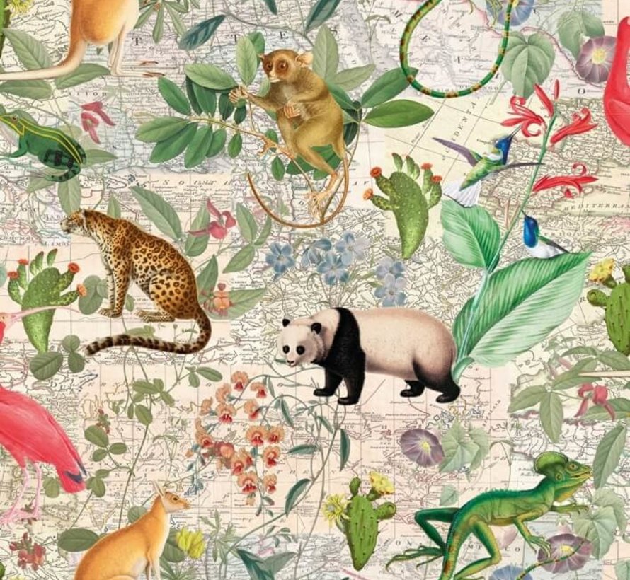 Jungle met dieren digitale print stof