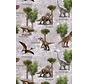 Dinosaurus grijs digitale print stof