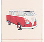 Volkswagen bus rood kussenpanel stof