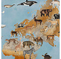 Wereldkaart digitale print stof