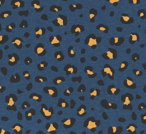 Decostoffen Panterprint blauw ottoman stof