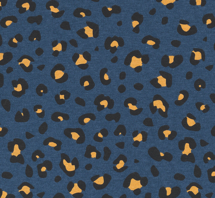 Panterprint blauw ottoman stof